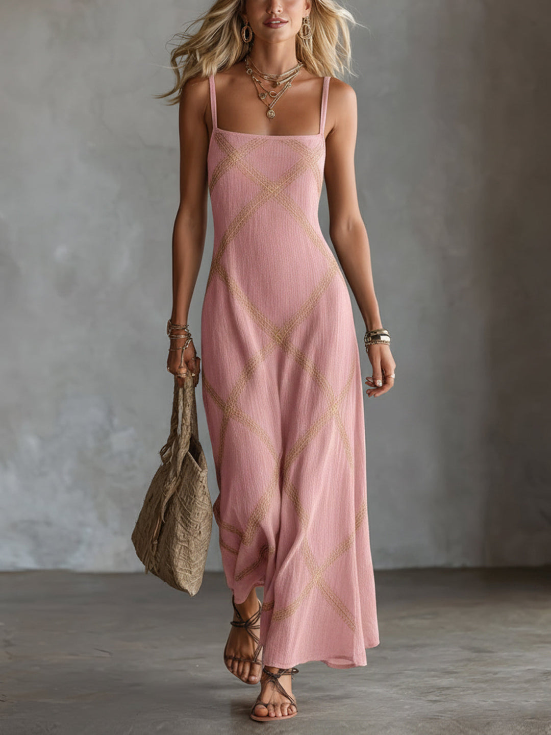 Vittoria – Noir et Camel Robe Géométrique