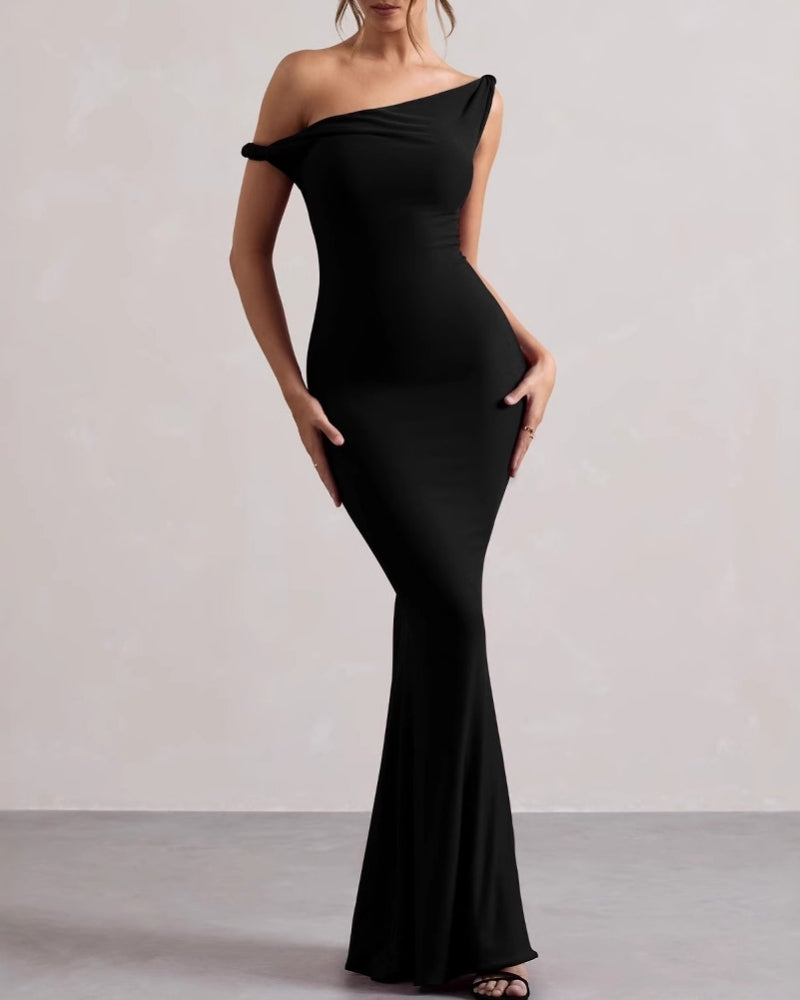 Robe Bodycon Épaule Nue — Noir