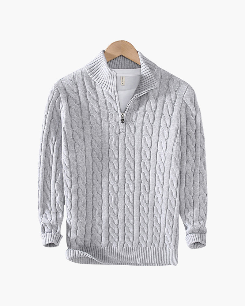 Verbier Pull Homme Col Zippé — Gris