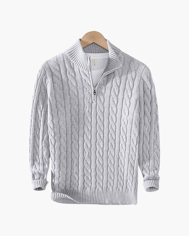 Verbier Pull Homme Col Zippé — Gris