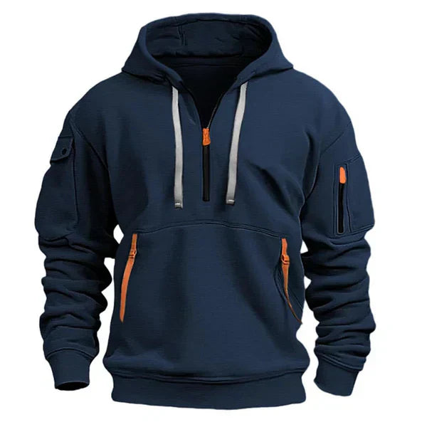 Hoodie Nilsen pour homme, bleu foncé, matière douce et chaude