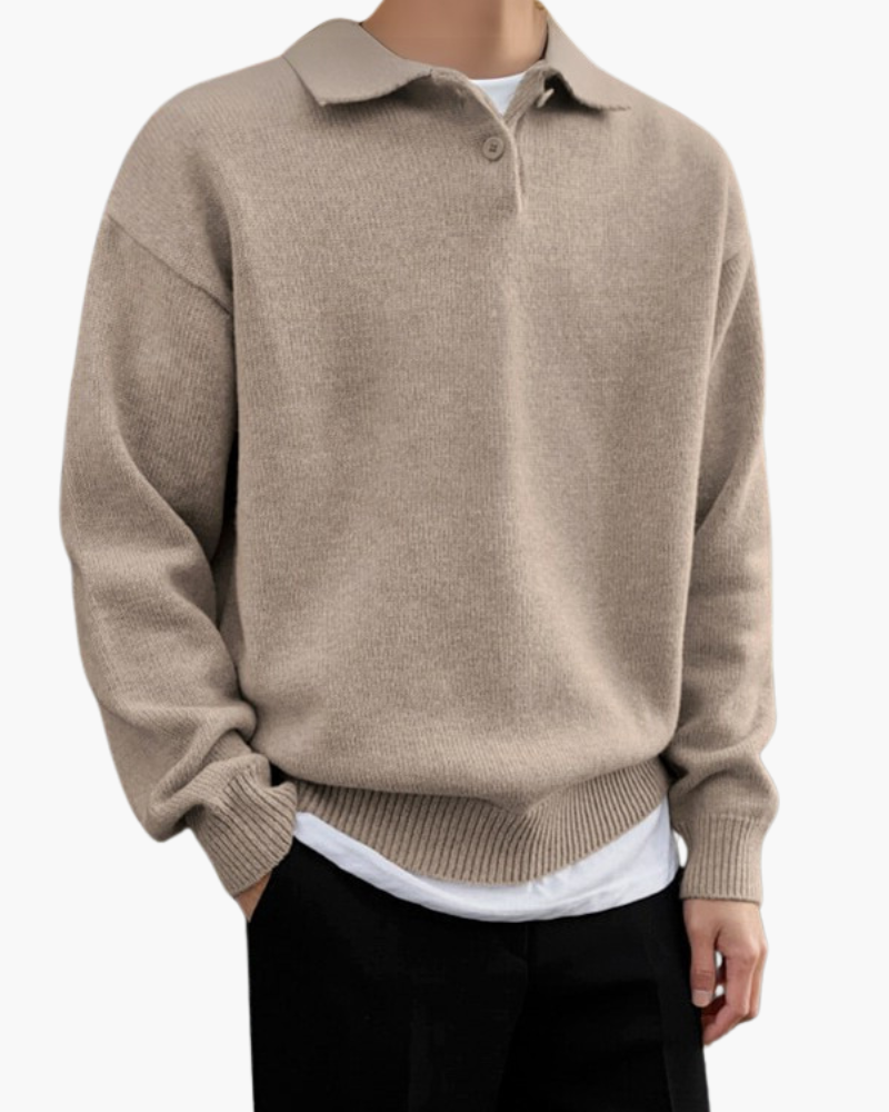 Pull Laine-Douce Col Zippé Homme — Beige