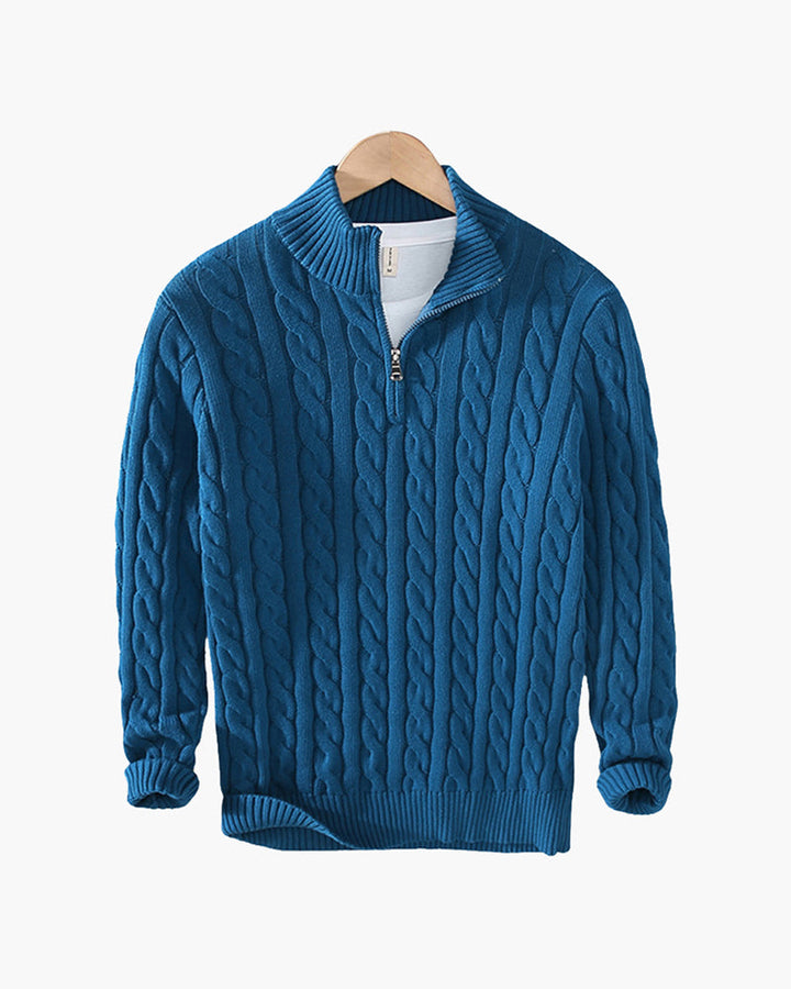 Verbier Pull Homme Col Zippé — Bleu Clair
