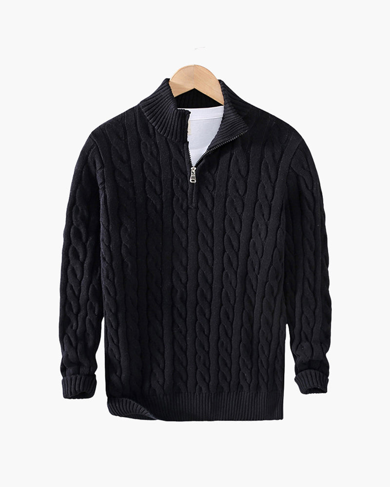 Verbier Pull Homme Col Zippé — Noir