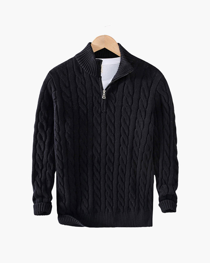 Verbier Pull Homme Col Zippé — Noir