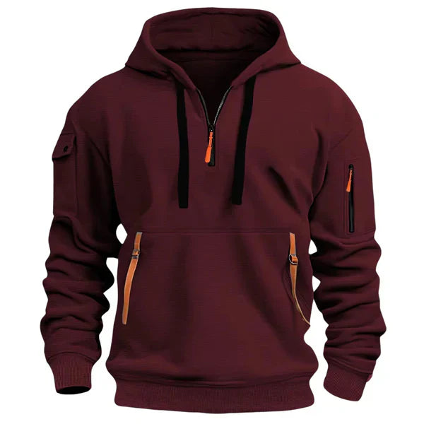 Hoodie Nilsen pour homme, rouge, matière douce et chaude