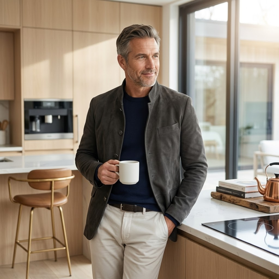 Veste structurée Cannes pour homme, col officier, vue de détail