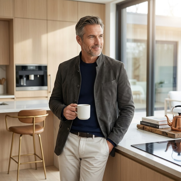 Veste structurée Cannes pour homme, col officier, vue de détail