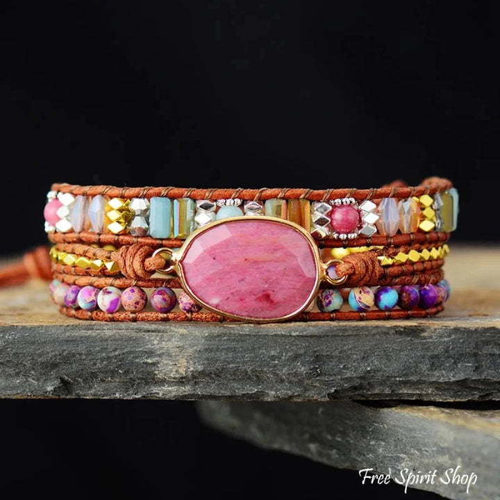 Colombe - Bracelet Rhodonite et Jasper