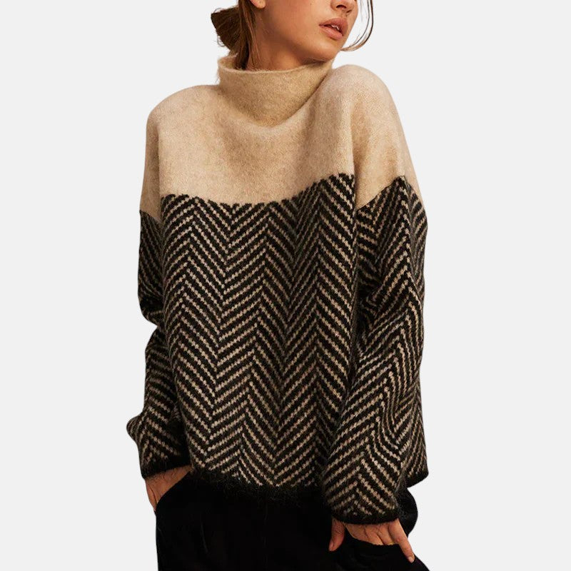 Norah Pull toucher-doux Col Roulé Femme — Beige