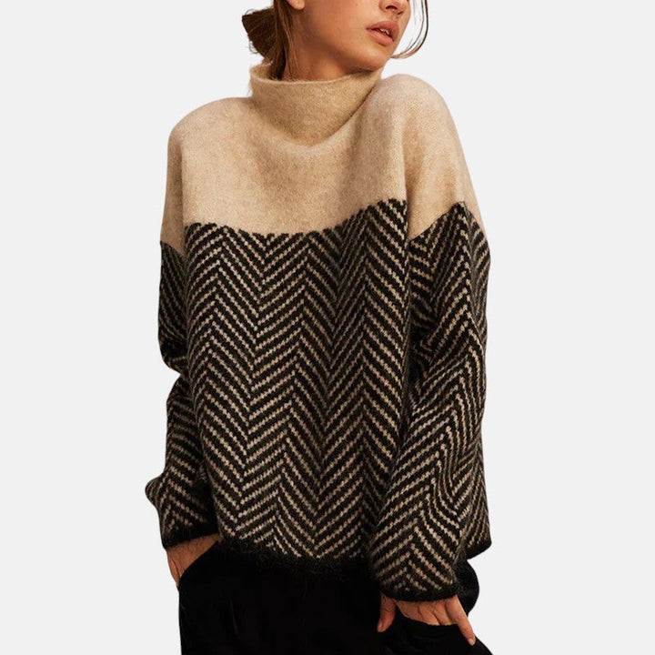 Norah Pull toucher-doux Col Roulé Femme — Beige