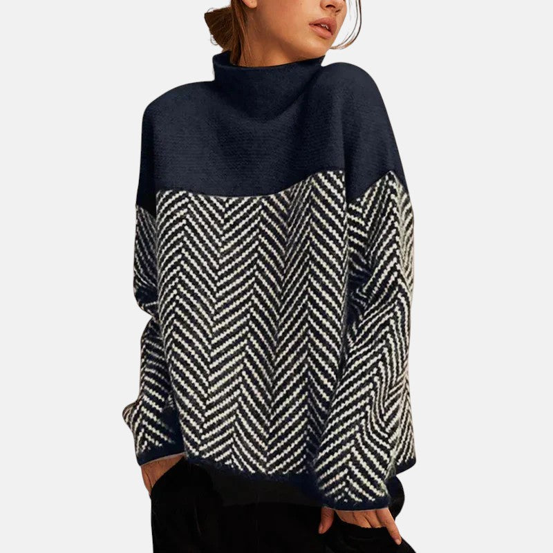 Norah Pull toucher-doux Col Roulé Femme — Bleu marine
