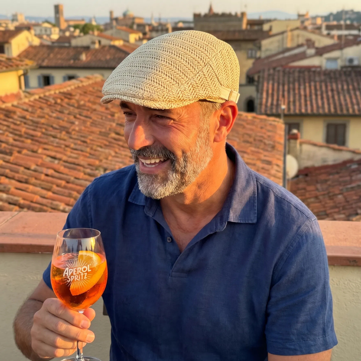 Casquette Salvatore en marron avec chemise en esprit-Esprit-Lin pour un déjeuner d&