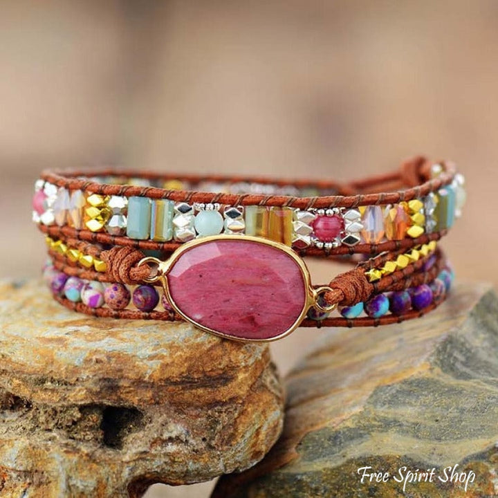 Colombe - Bracelet Rhodonite et Jasper