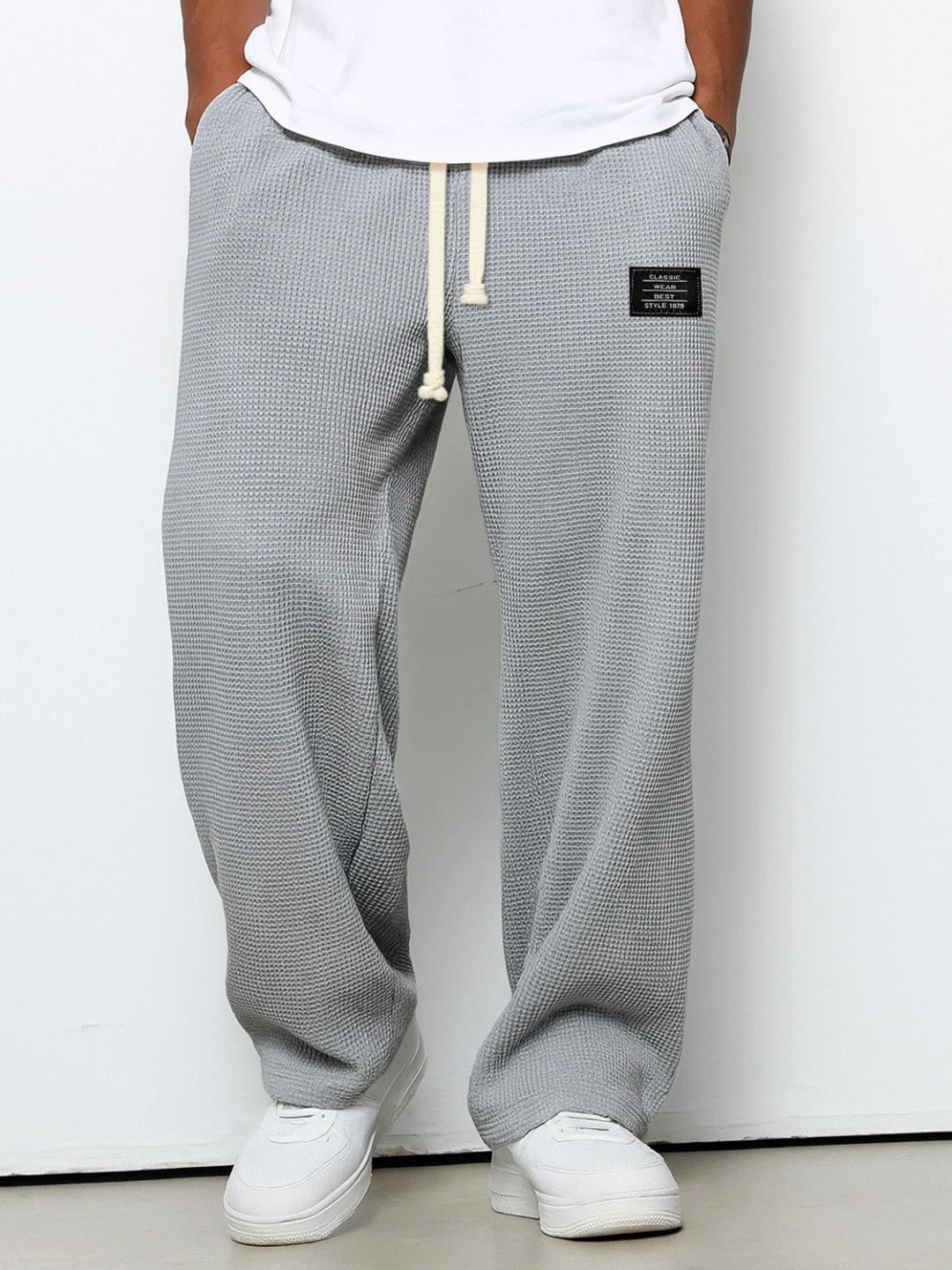 Pantalon Bastian pour homme, gris, coupe décontractée à taille ajustable