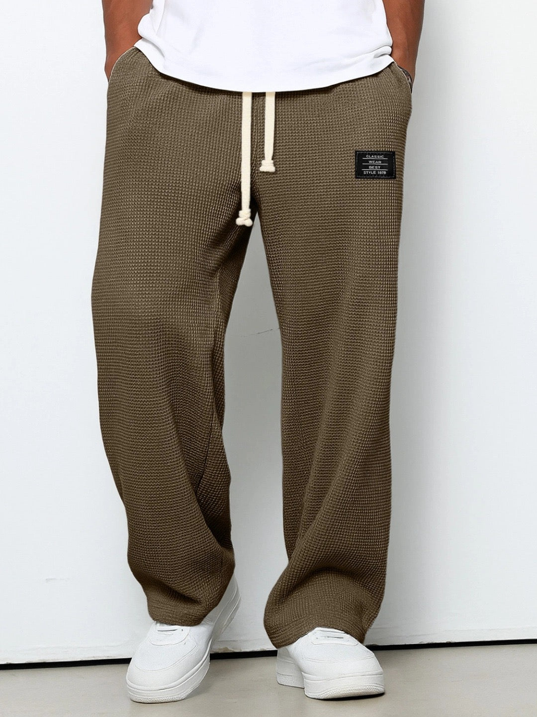 Pantalon Bastian pour homme, marron foncé, coupe décontractée à taille ajustable