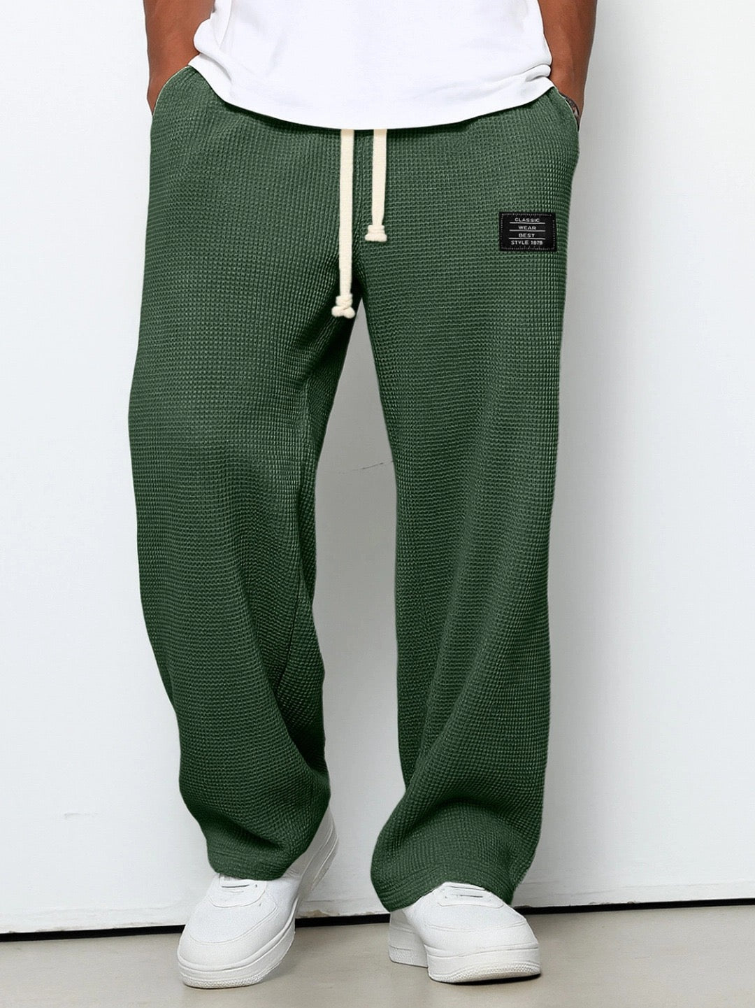 Pantalon Bastian pour homme, vert foncé, coupe décontractée à taille ajustable