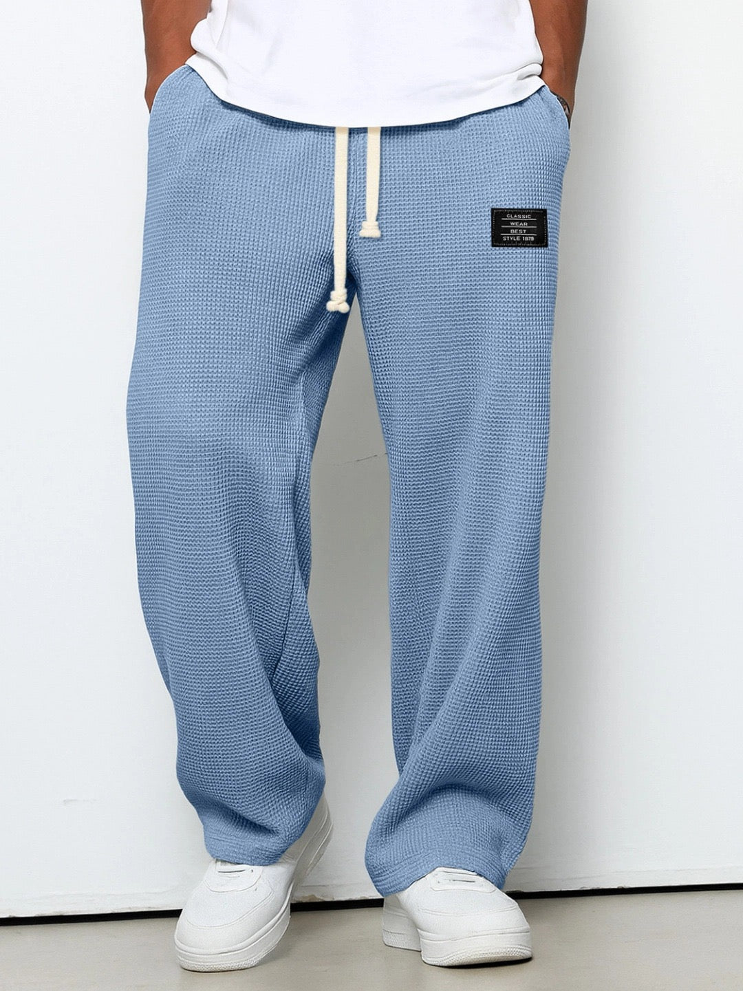 Pantalon Bastian pour homme, bleu clair, coupe décontractée à taille ajustable
