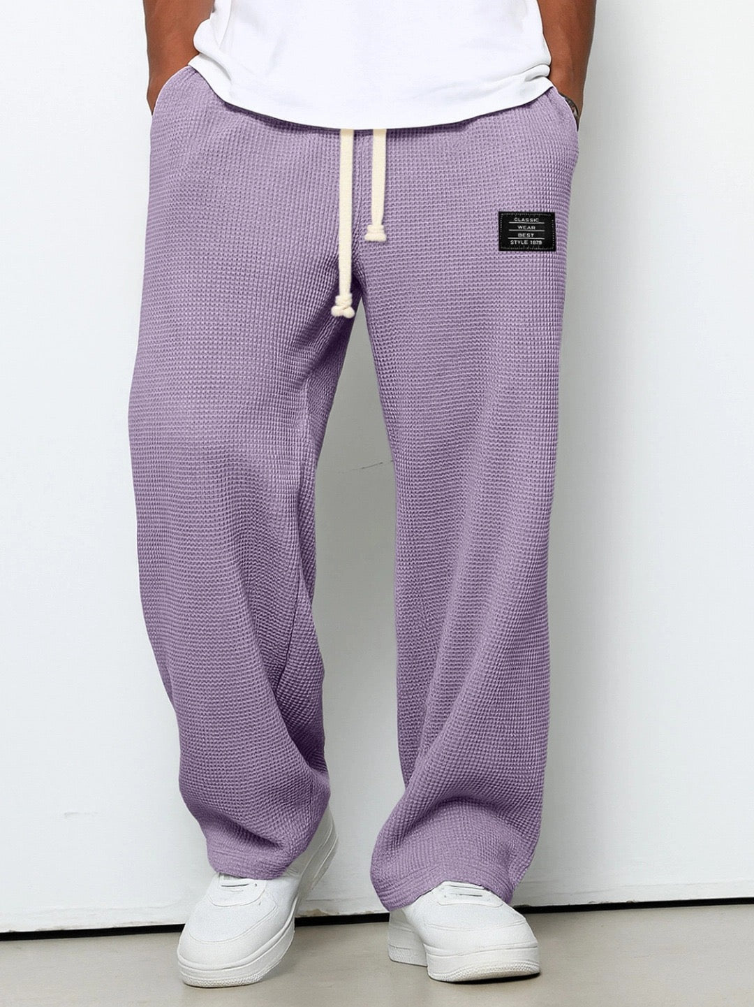 Pantalon Bastian pour homme, lilas, coupe décontractée à taille ajustable