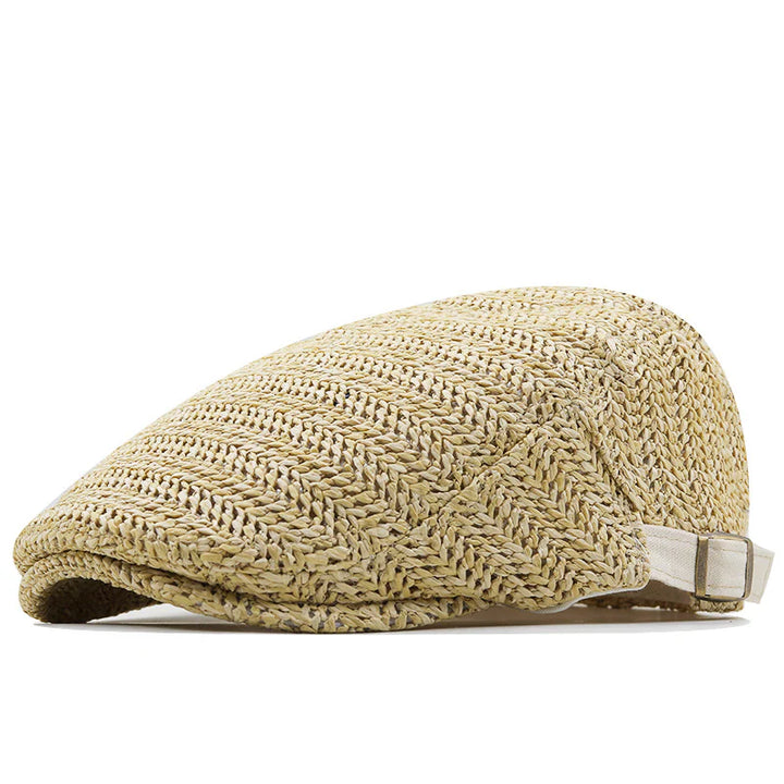 Casquette plate Salvatore en paille beige, vue de face