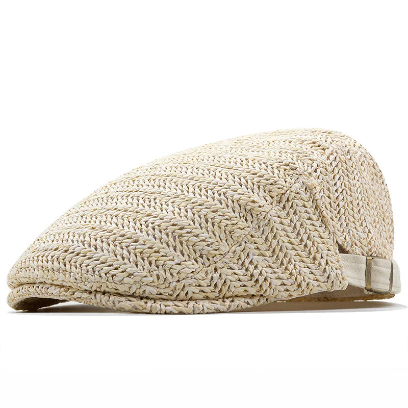 Casquette plate Salvatore en paille blanche, vue de face