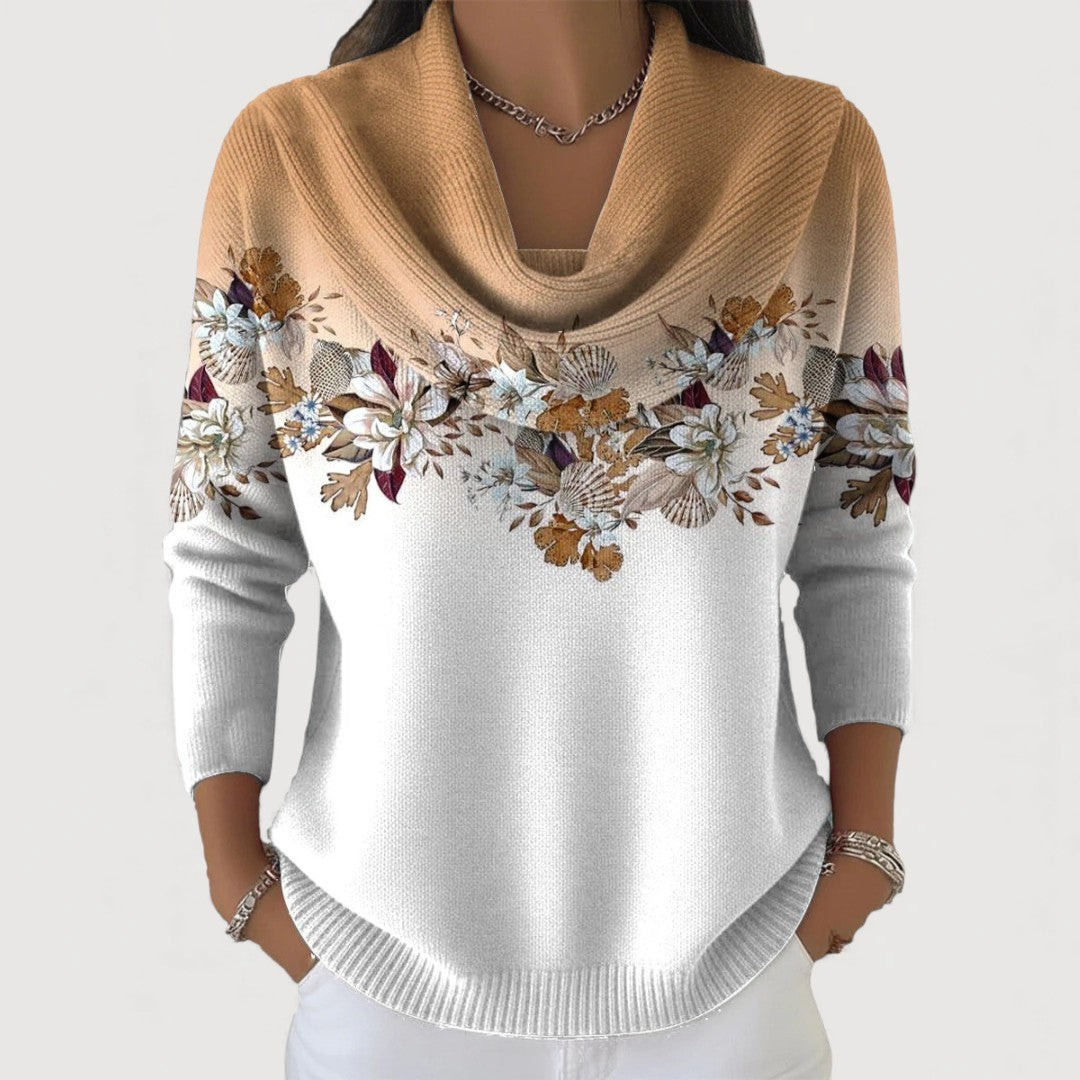 Alora Pull Motifs Floraux Femme — Camel