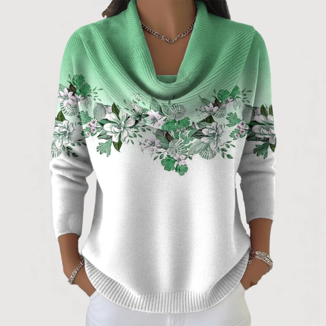 Alora Pull Motifs Floraux Femme — Menthe