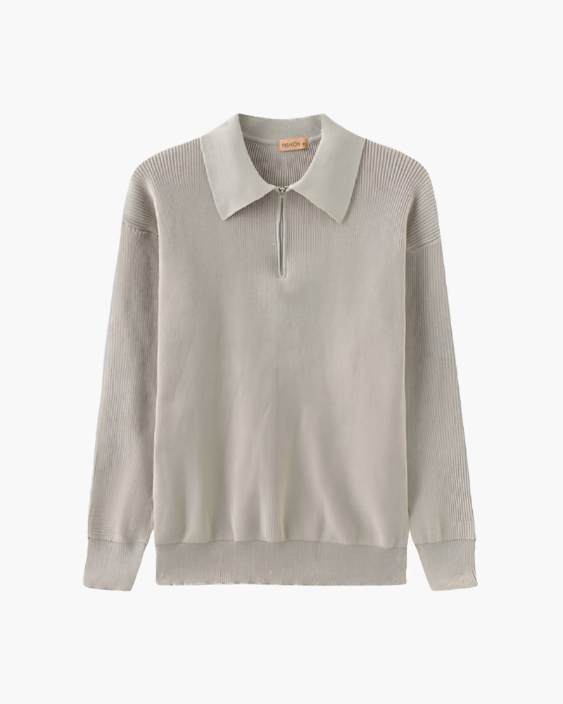 Cesare Pull Zippé Homme — Gris Clair
