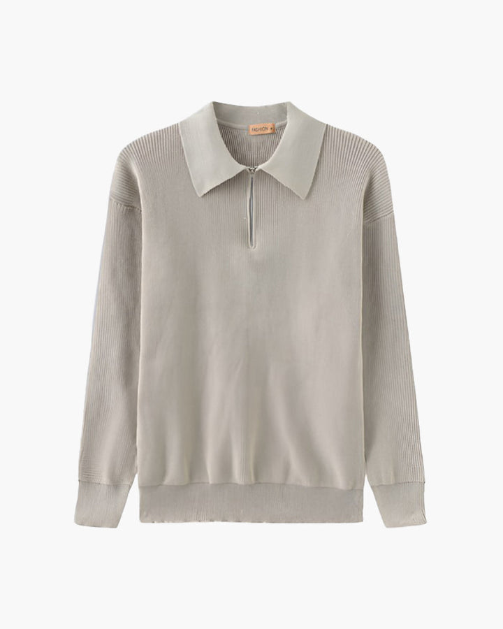 Cesare Pull Zippé Homme — Gris Clair