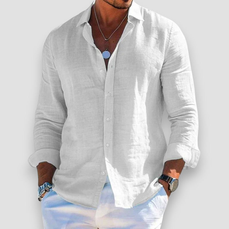 Chemise Christofer pour homme, coloris blanc, coupe ample et tissu léger