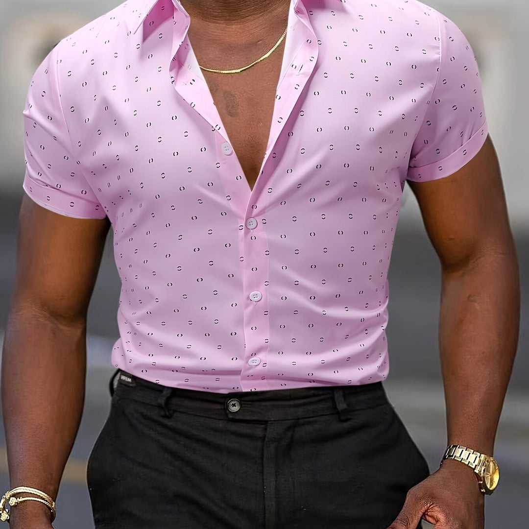 Giulio - Chemise homme imprimée, détail manches courtes
