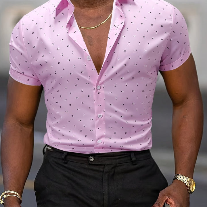 Giulio - Chemise homme imprimée, détail manches courtes