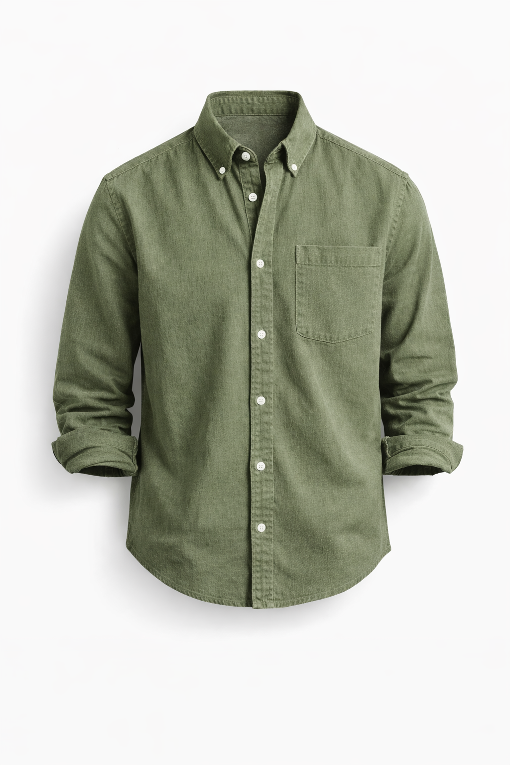 Armand chemise casual-chic Vert Olive vue principale - Atelier Tissure
