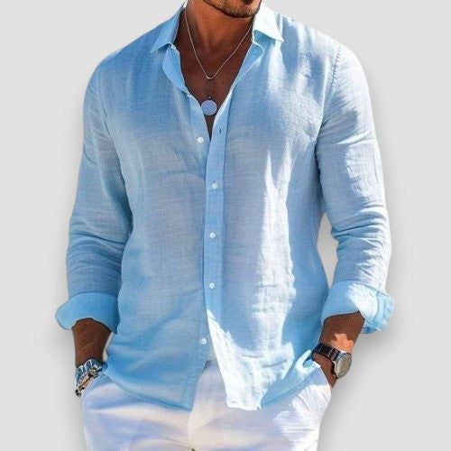 Chemise Christofer pour homme, coloris bleu, coupe ample respirante