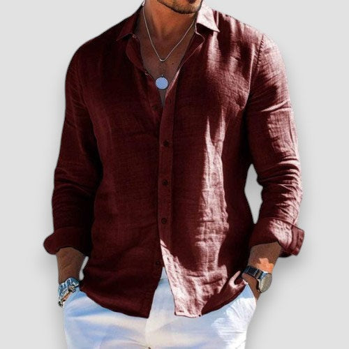 Chemise Christofer pour homme, coloris marron, coupe ample intemporelle
