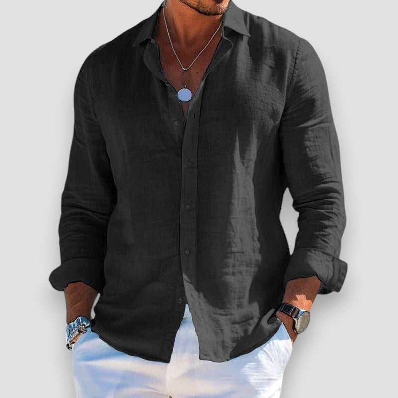 Chemise Christofer pour homme, coloris noir, coupe ample et élégante