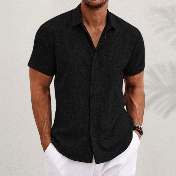 Chemise Riviera esprit-Esprit-Lin, détail du col et boutonnage