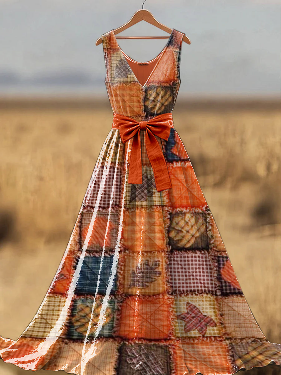 Florale - Robe Maxi V-Neck Imprimé Fleuri