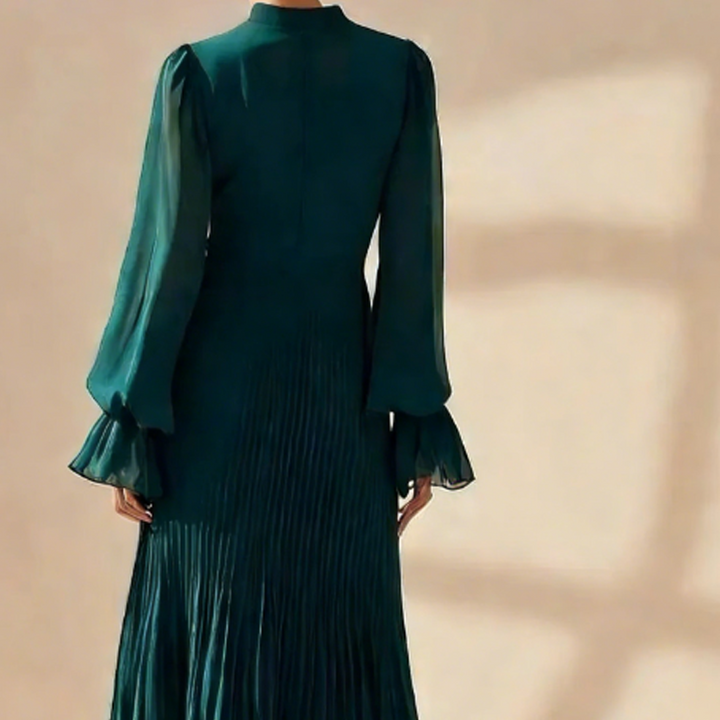 Robe Midi Plissée à Volants