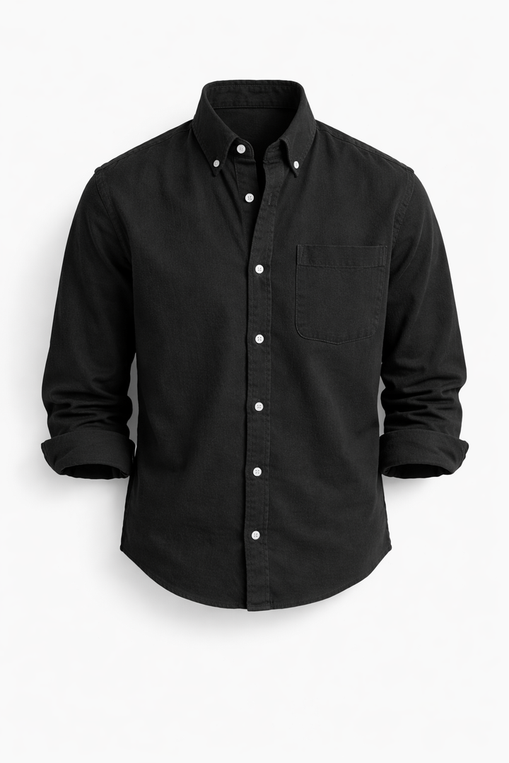 Armand chemise casual-chic Noir vue principale - Atelier Tissure